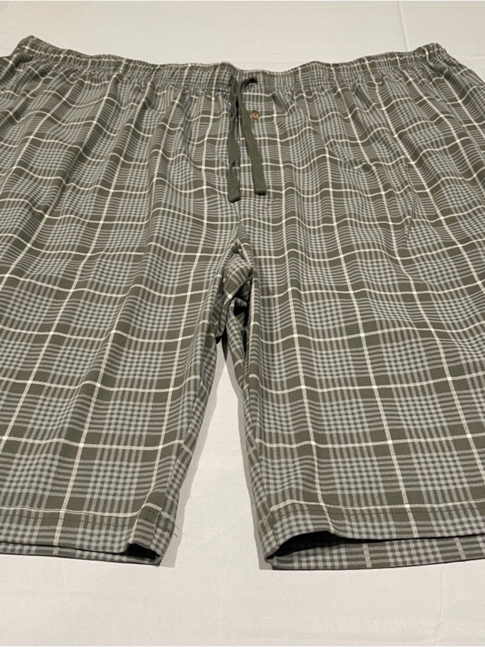 Men’s Stafford 4XLT Sleep Lounge Shorts Olive Green Plaid Soft Casual Pockets